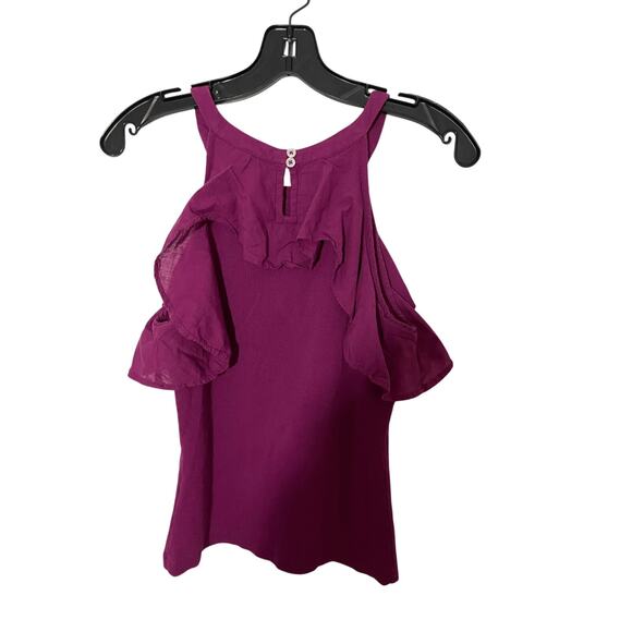 Maeve Anthropologie Halter Neck Purple Ruffled Tank Preppy Minimalist Blouse S - Picture 3 of 6